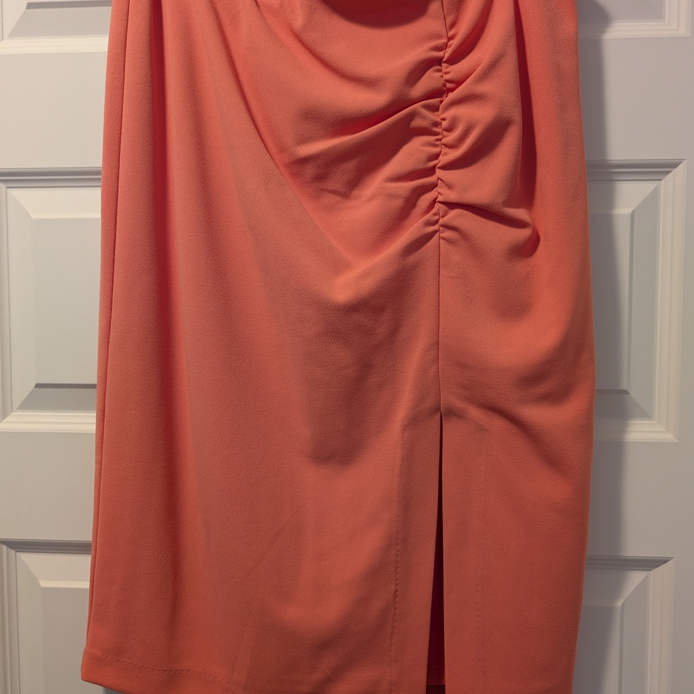 Elegant Coral Pencil Skirt